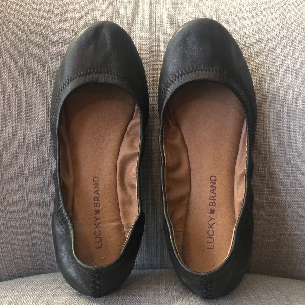 Black Leather Lucky Brand Flats